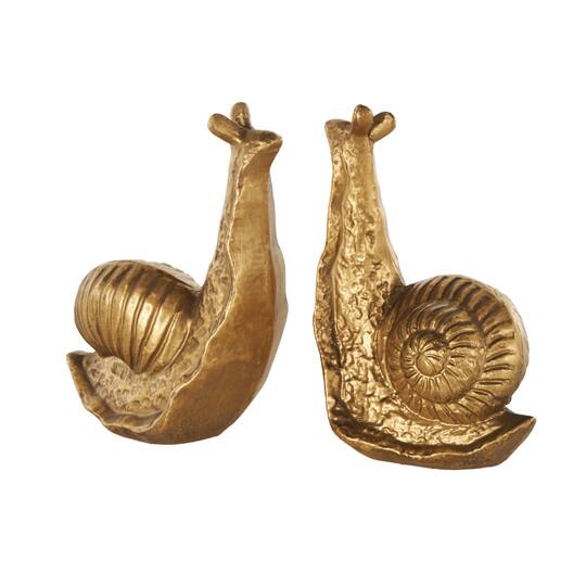 7" Gold Metal Snail Standing Bookends, 2ct.